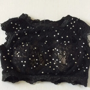 Black Bra Top with Rhinestones Size Small